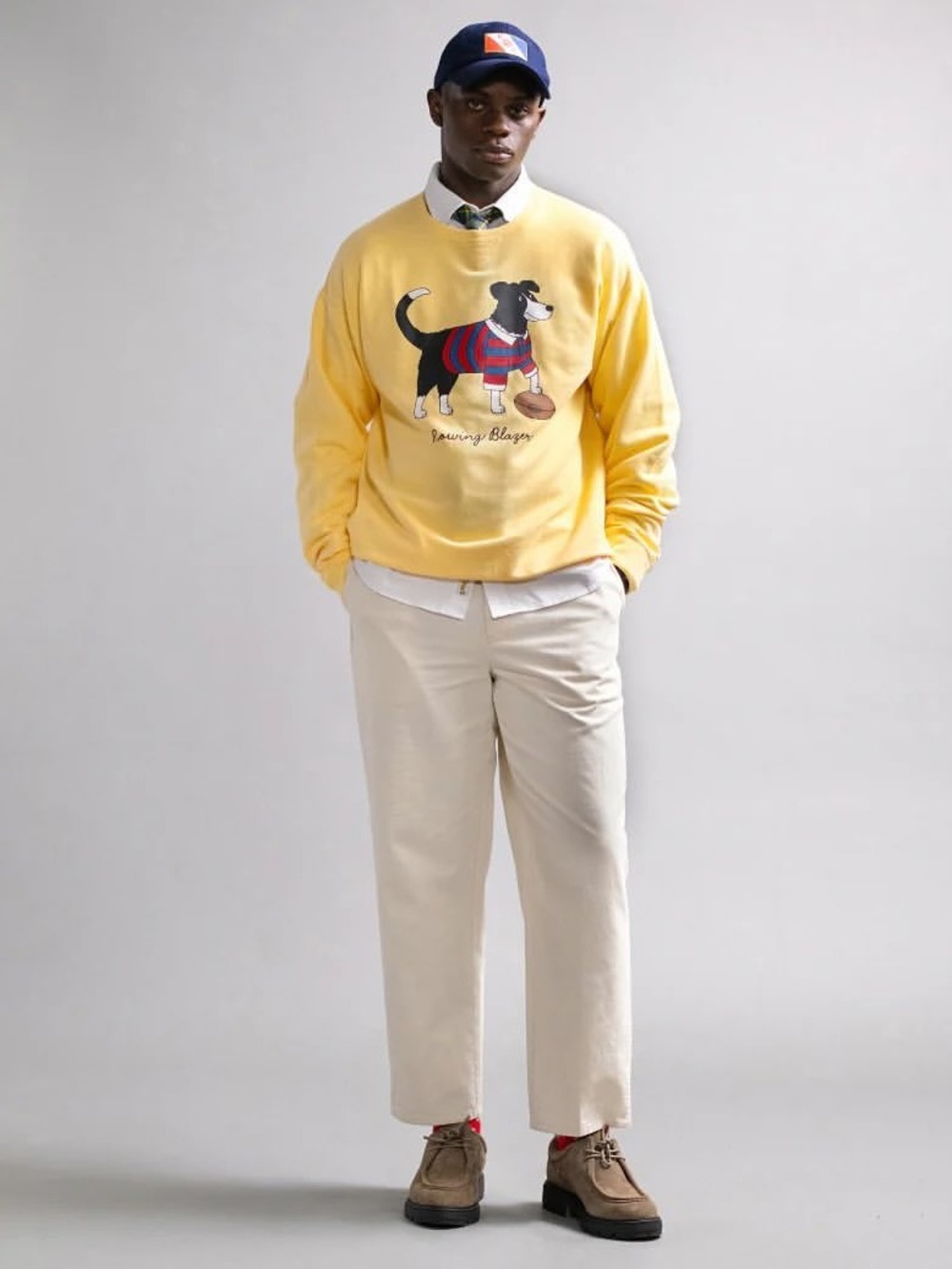 Rowing Blazers Rugby Dog Sweater in Yellow Size M